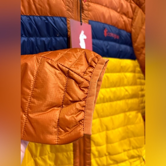 Cotopaxi Men's Large Capa Insulated Hooded Jacket Yellow Orange Mezcal NWT Puff - Picture 6 of 16